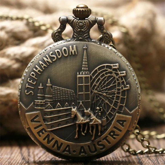 New Vienna / Austria bronzed pocket watch on removable chain - Picture 1 of 5